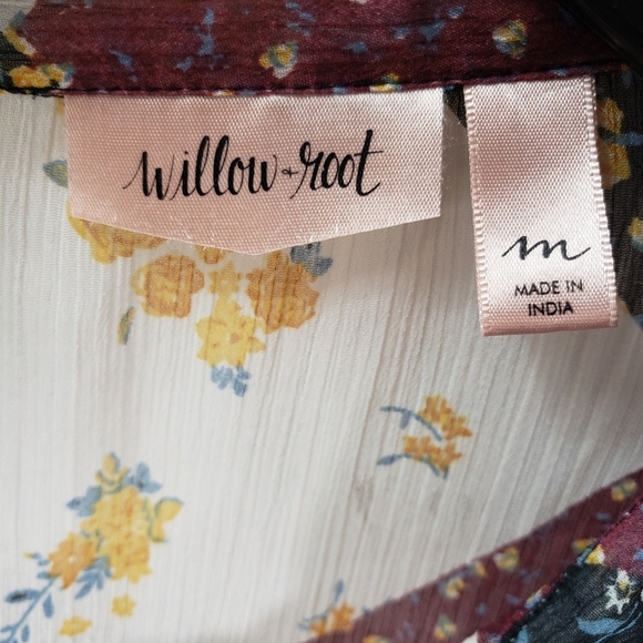 Willow Root Womens Size M Patchwork Floral Sheer Blouse - Picture 7 of 7